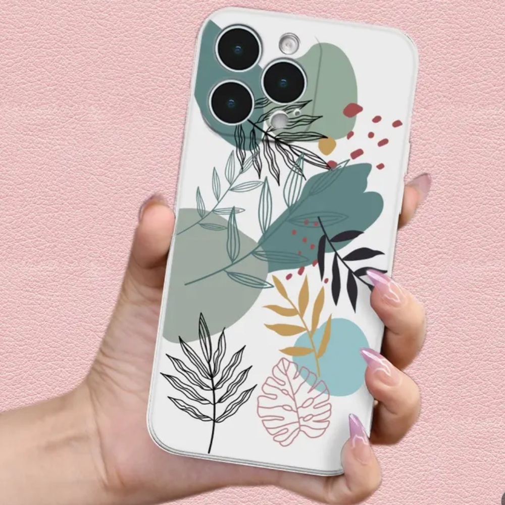 [Free add on item] Tropical Leaf Plant Print iPhone15 Pro Cover